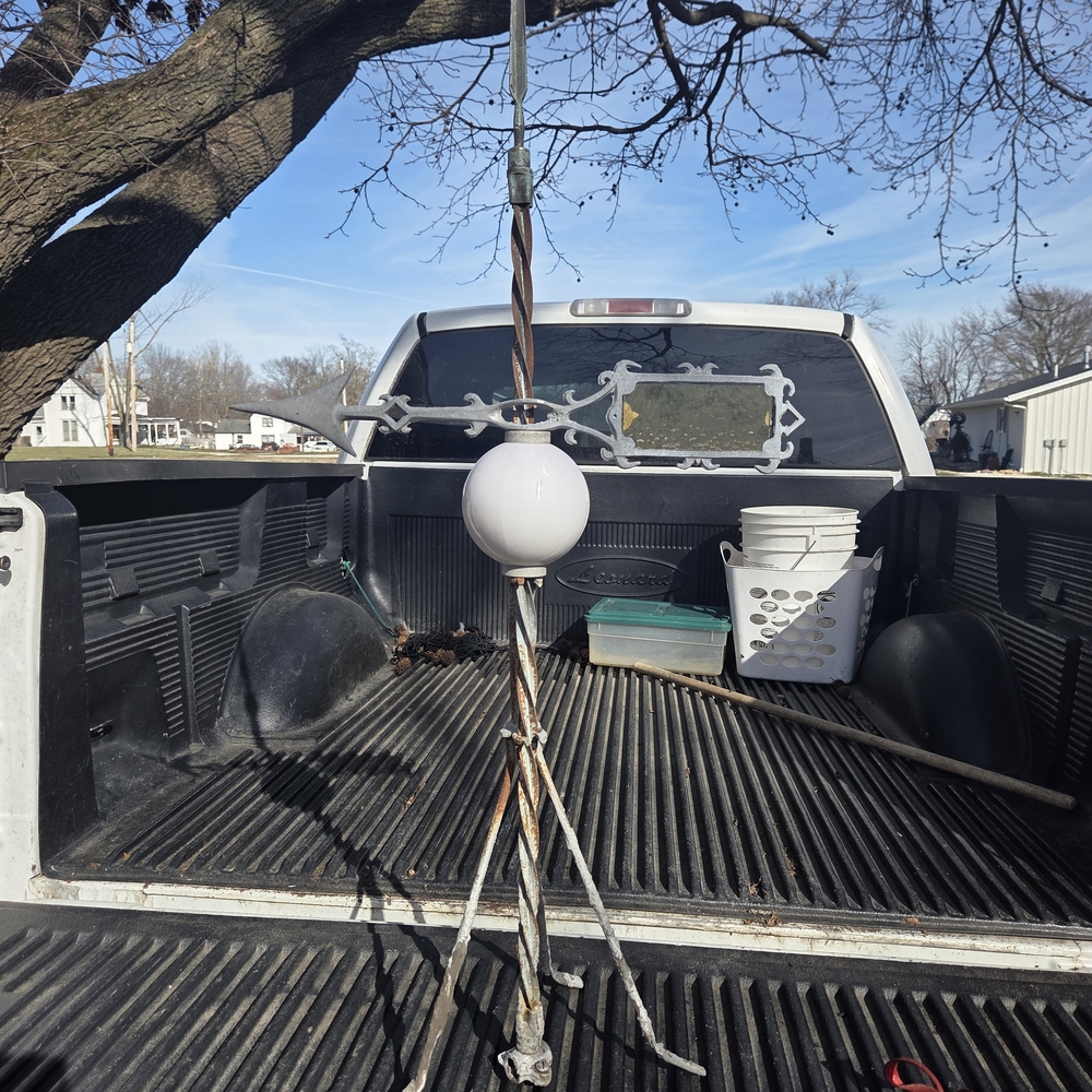 Vintage Lightning Rod With Weathervane And Milk Glass Bulb